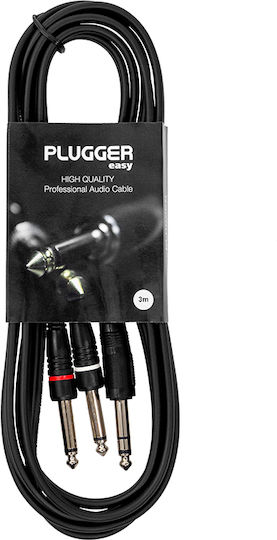 Καλώδιο Y Plugger Jack 6,35 Mm Stereo Αρσενικό 2 X Jack 6,35 Mm Mono Αρσενικό 3 M