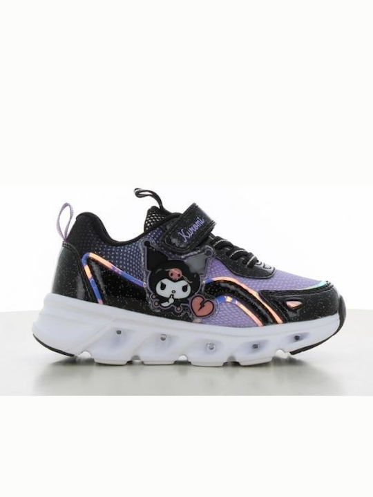 Hello Kitty Kuromi Adidasi Copii cu închidere Hoop & Loop și cu luminite Negri
