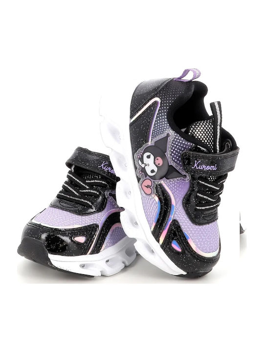 Hello Kitty Kuromi Adidasi Copii cu închidere Hoop & Loop și cu luminite Negri