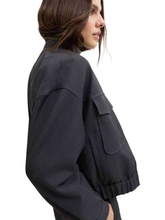 Short Women's Winter Jacket Grey