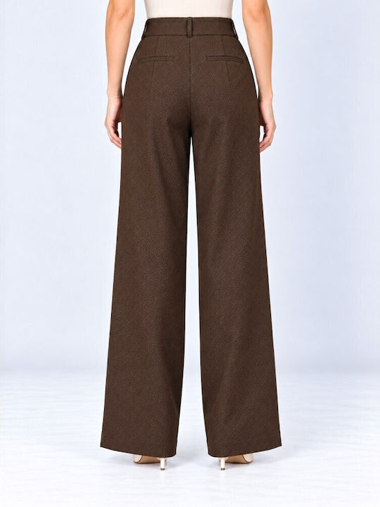 Damenhose mit hoher Taille Dunkelbraun