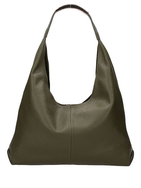 Khaki Leather Women’s Shoulder Bag