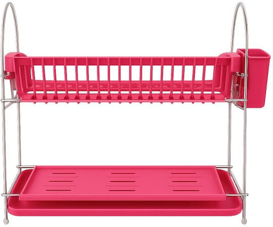 Edenberg Double Dish Drying Rack Sink Strainer Metallic Red 45x30x40cm Edenberg Double Dish Drying Rack Sink Strainer Metallic Red 45x30x40cm