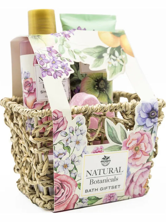 Becasan Natural Botanicals Coș din Ratan Set de Îngrijire pentru Hidratare și Curățarea Corpului 3 Bucăți
