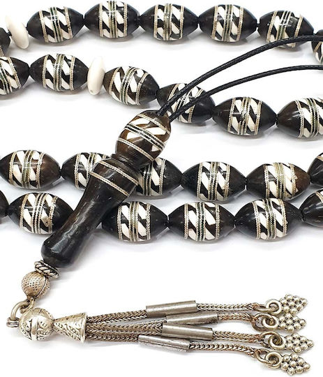 Roloi Komboloi Worry Beads with 33 Ebony Beads, 41 cm Long, Multicolour