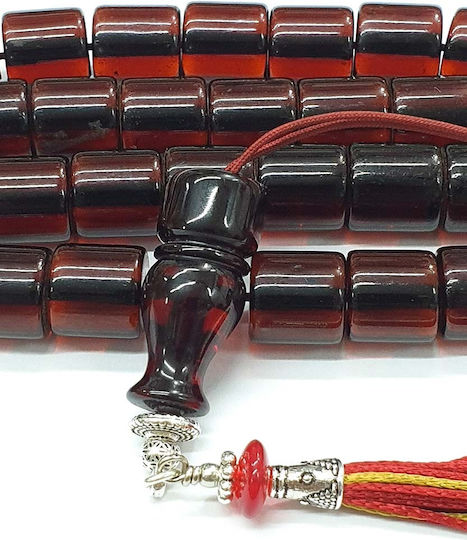 Roloi Komboloi Worry Beads with 33 Mastic Beads, 41 cm Long, Burgundy