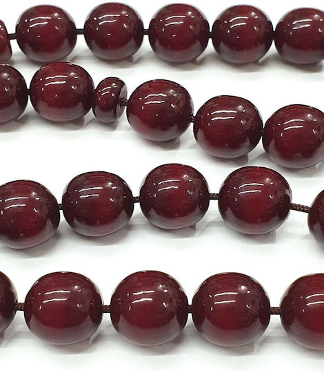 Roloi Komboloi Worry Beads with 33 Mastic Beads, 42 cm Long, Burgundy