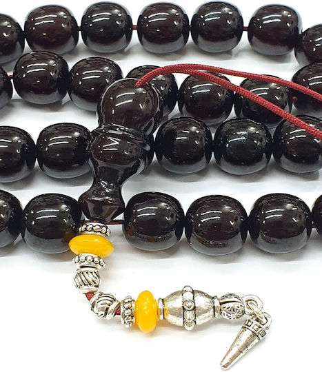 Roloi Komboloi Worry Beads with 33 Mastic Beads, 36 cm Long, Burgundy