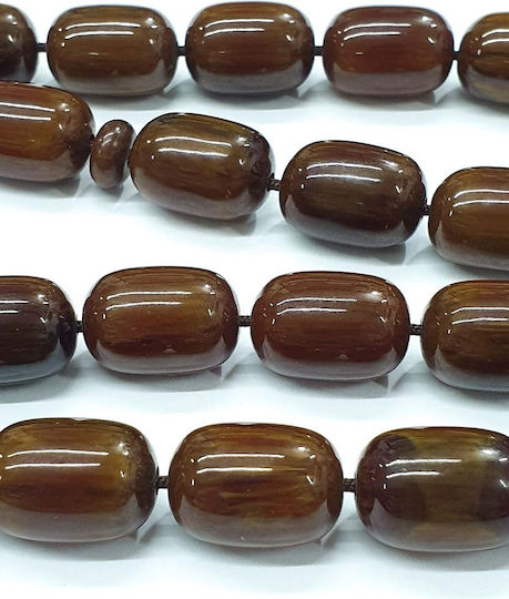 Roloi Komboloi Worry Beads with 33 Mastic Beads, 47 cm Long, Brown