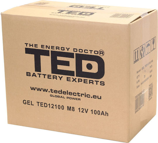 Ted Electric Acumulator Gel 12V 100Ah Deep Cycle M8 330 X 173 X 212 Mm