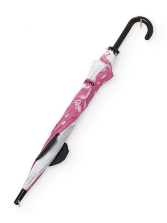 Tuc Tuc Kinderregenschirm mit gebogenem Handgriff, Automatisch, Rosa