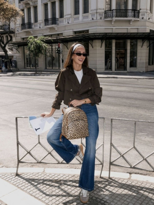 Jordan Damen-Rucksack Braun Leopardmuster