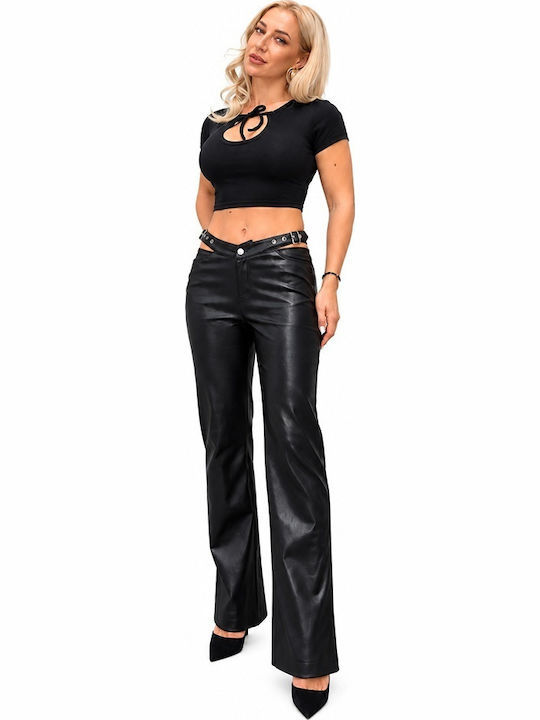 Set Negru pentru Femei cu Pantaloni cu Croială Dreaptă