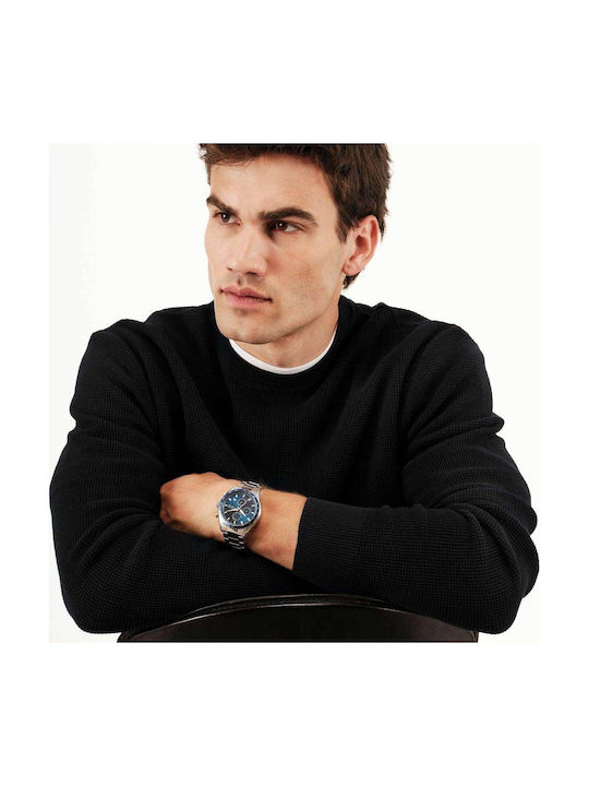 Men's Battery Chronograph Watch with Silver Stainless Steel Bracelet