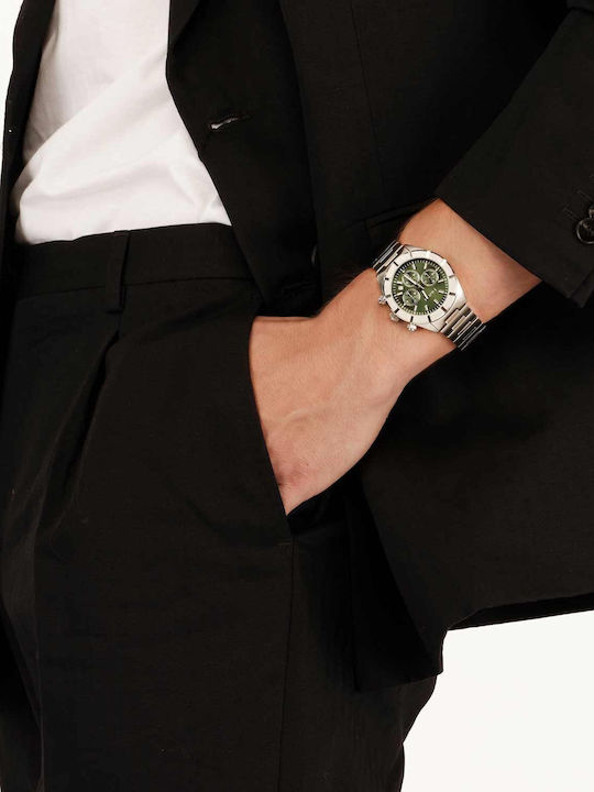 Men’s Battery Chronograph Watch with Silver Stainless Steel Bracelet
