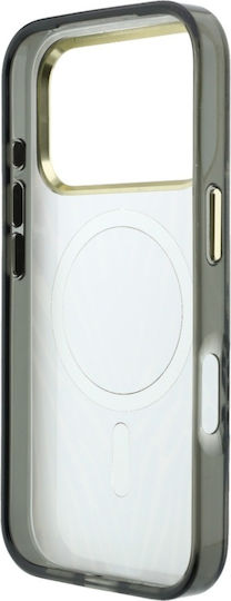 Hülle Für iPhone 18 Pro Max / iPhone 17 Pro Max – Guess Zebra Glitter Mit Dreieck-Logo, MagSafe – Schwarz/Silber