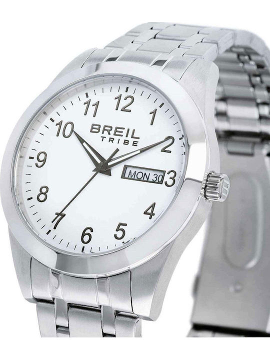 Breil Ceas de Mână Bărbătesc cu Baterie și Brățară din Oțel Argintiu Breil Ceas de Mână Bărbătesc cu Baterie și Brățară din Oțel Argintiu