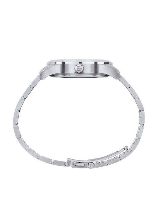 Men's Battery-Powered Watch with Silver Stainless Steel Bracelet