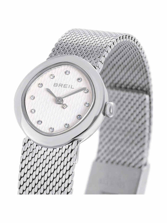 Women's Battery-Powered Watch with Silver Stainless Steel Bracelet