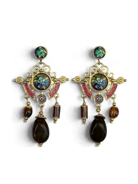 Women's Dangle Earrings Gold Vintage Enamel Flowers Multicolour Beads Prime Steel Gold Multicolor Women One Size Ssn309 Women's Dangle Earrings Gold Vintage Enamel Flowers Multicolour Beads Prime Steel Gold Multicolor Women One Size Ssn309
