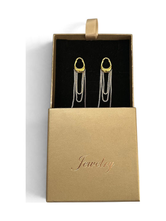 Women's Long Dangle Earrings Gold Organic Shape Chains Prime Steel Gold Women One Size Ssn303