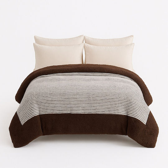 Saray Home Bettbezug Großes Doppelbett 220x240cm Plush Ecru 300 GSMGsm