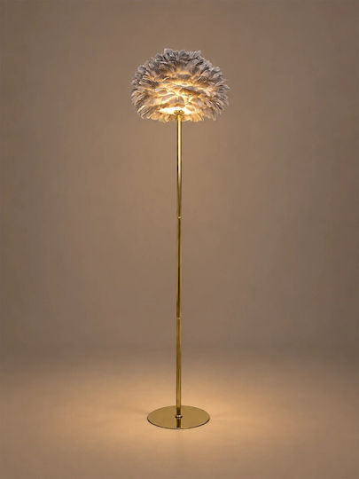 GloboStar Ales 204-0309 Modern Floor Lamp 1 X E27 Socket AC 220-240V IP20 Grey & Gold L40 X W40 X H150cm 204-0309