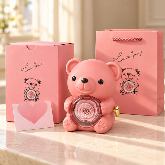 Teddy Bear Rose Necklace Hearts – Red Gift Set