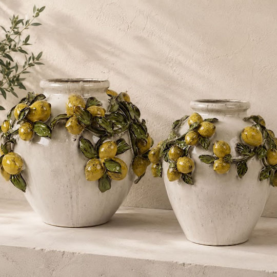 Keramikvase mit Zitronenmotiv Ø 31 x 33,5 cm