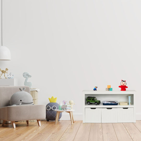 Relaxdays Система за съхранение на играчки от текстил, бяла, 102x30x60 cm,
