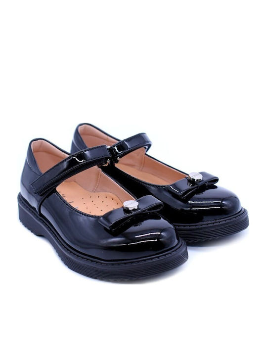 Anatomic Leather Kids Ballerinas with Hook-and-Loop Closure Black