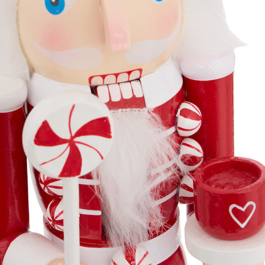 A-s Nutcracker Χριστουγεννιάτικος Καρυοθραύστης Ξύλινος Κόκκινος Ύψους 39.5εκ.