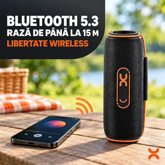 Bluetooth колона 30 W с време на работа на батерията до 8 часа, черна TEL113