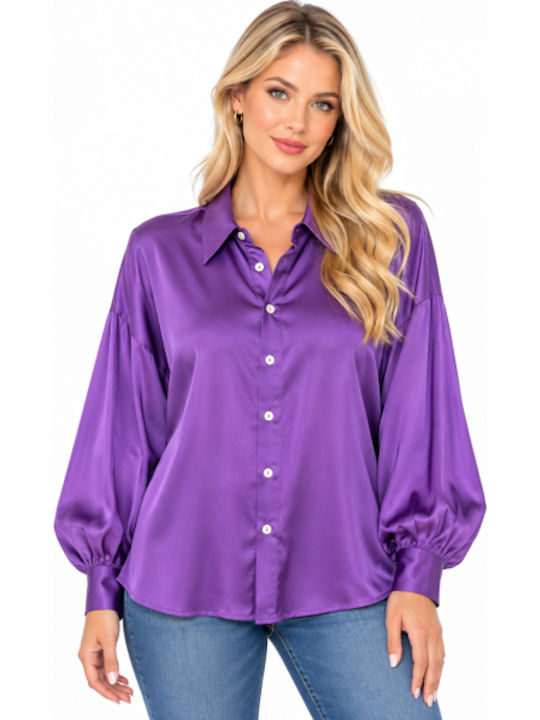 Long Sleeve Women's Shirt Purple WC-MM22-0144-27SH-PURPLE