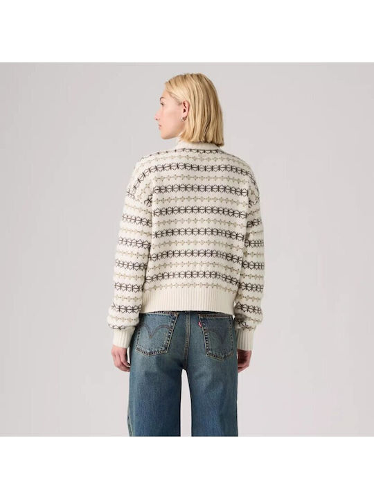 Cardigan Lung pentru Femei, Împletit, cu Nasturi, Ivory