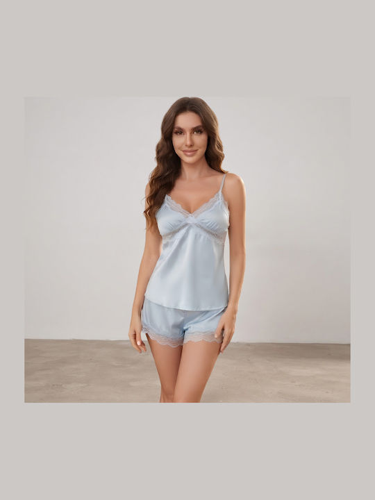 Chicret Set Pijamale de Damă de Iarnă Albastru Deschis