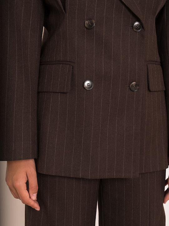 Women's Striped Brown Suit