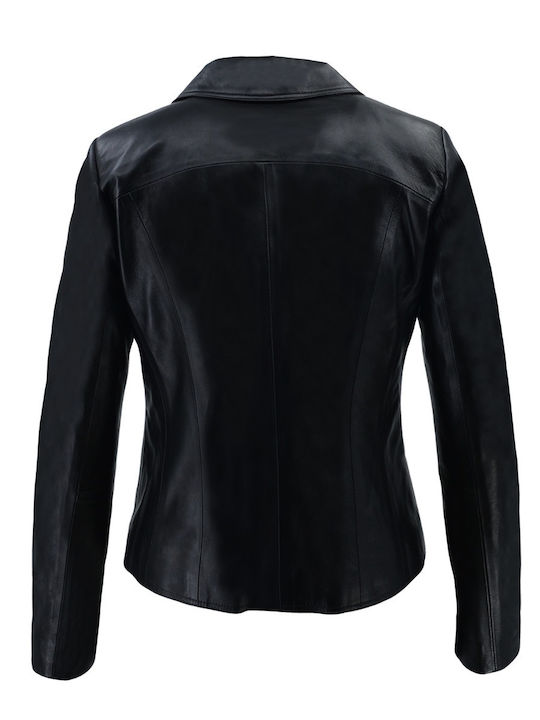 Dermatina 100 Women's Leather Waisted Blazer Black