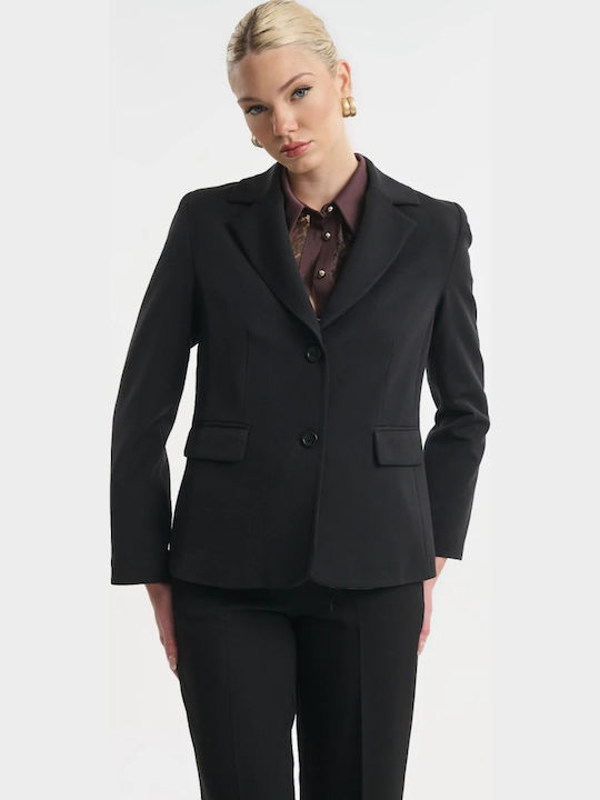 Veto Damen-Kreppblazer Schwarz