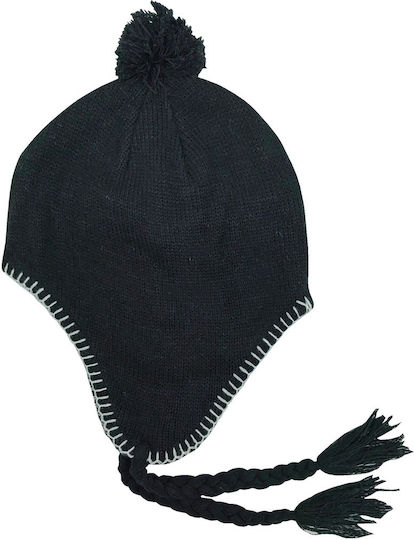 Beanie Unisex Fleece Σκούφος Πλεκτός σε Μαύρο χρώμα