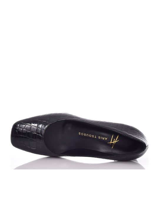 Spitze Pumps aus Leder Black