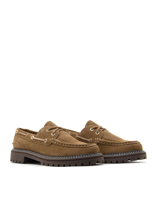 Suede Women's Boat Shoes in Brown Colour