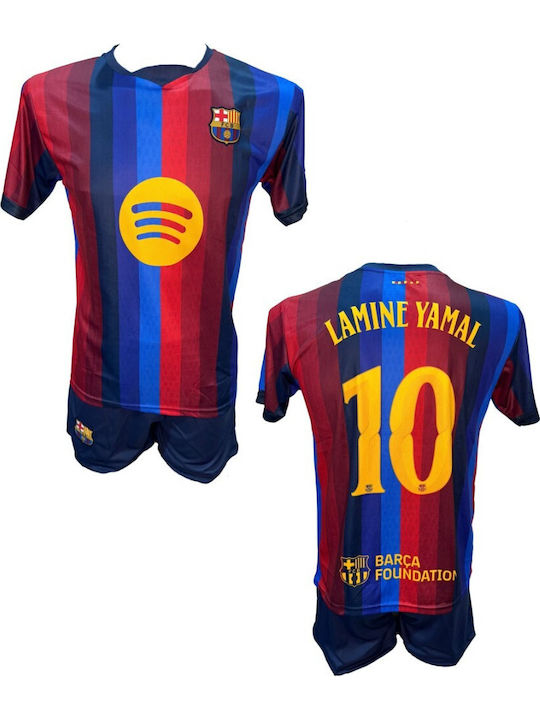Kids' Barcelona Lamine Yamal Football Kit Blue Red Striped 101026-11