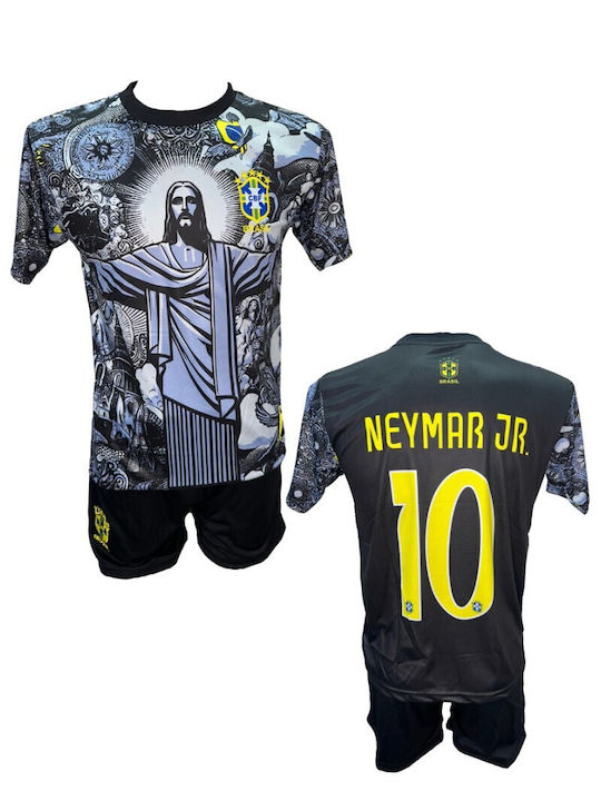 Kids Football Kit Neymar Brazil National Team Black Grey Christ Spesial Edition 101026-07