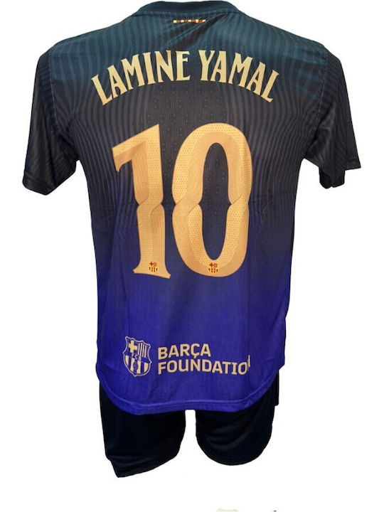 Kids’ Football Kit Barcelona Lamine Yamal Black Purple Gold 101026-12
