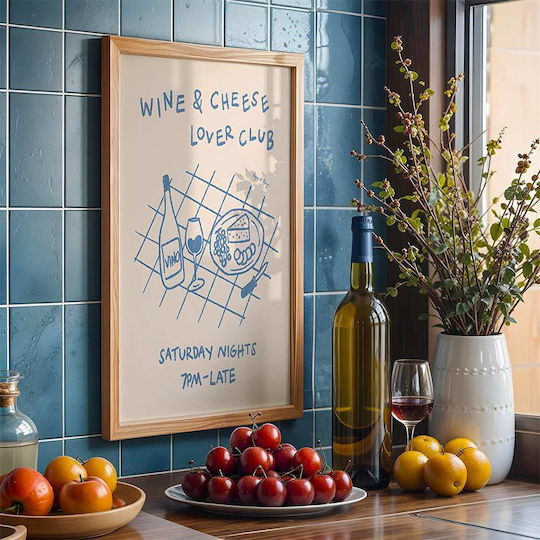 Poster Cheese & Wine Lovers Club Pst25306 50cm X 70cm Premium Black Wooden Frame-62171pd128099f55323