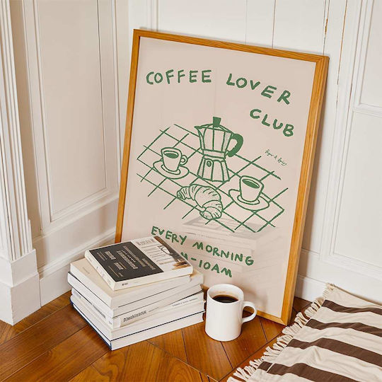 Coffee Lovers Club Poster Pst25328 50cm X 70cm Premium Black Wooden Frame-62118pd127729f55323