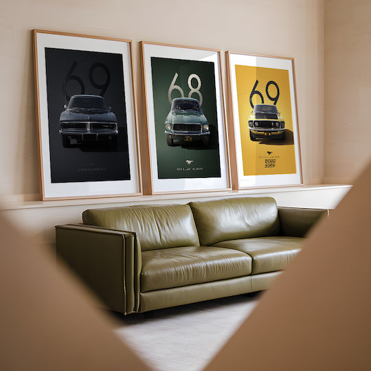 Poster 1968 Bullitt Mustang Cr003 50cm X 70cm Premium Μαύρο Ξύλινο Κάδρο-62976pd133138f55323