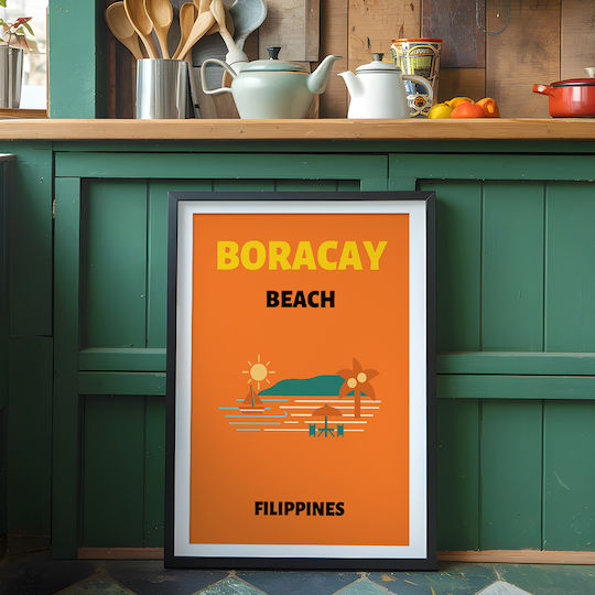 Poster Boracay Beach Wall Art Pst25540 50cm X 70cm Premium Μαύρο Ξύλινο Κάδρο-64622pd140605f55323