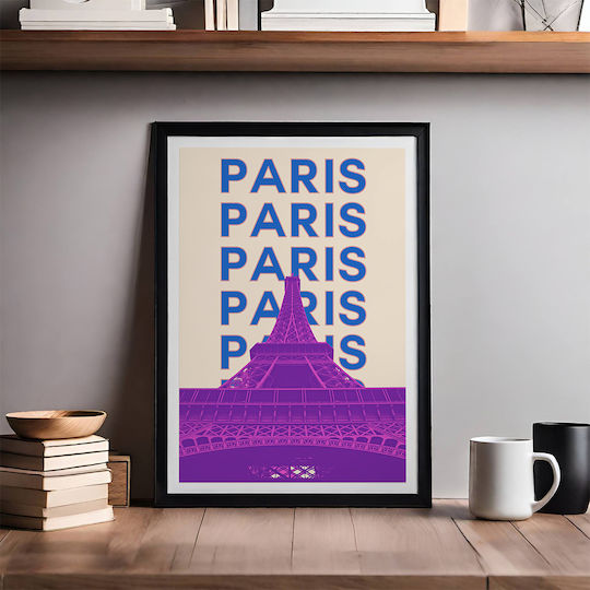 Poster Paris Pop Art Pst25521 50cm X 70cm Premium Μαύρο Ξύλινο Κάδρο-63401pd136390f55323